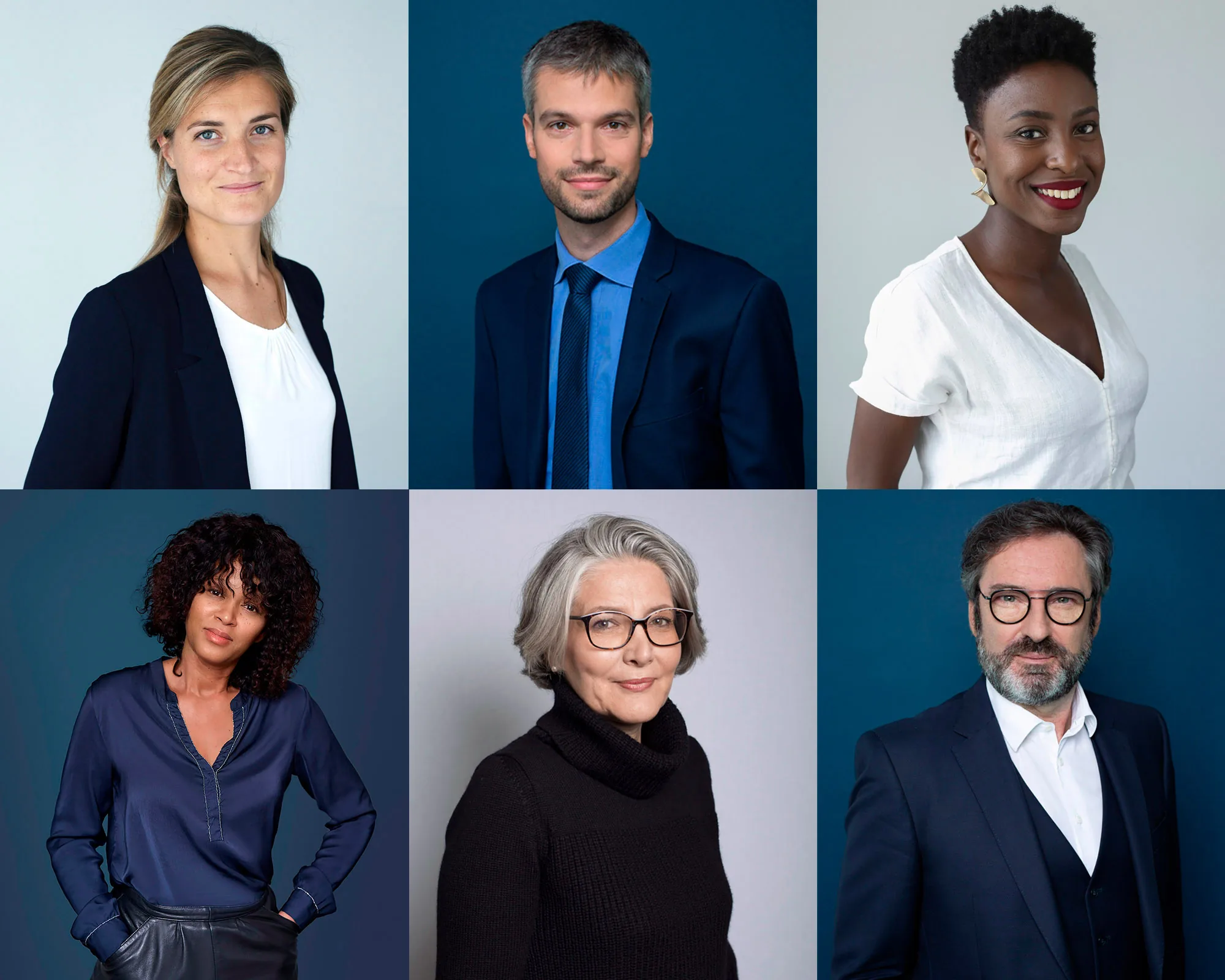 Mosaïque de quinze portraits corporate